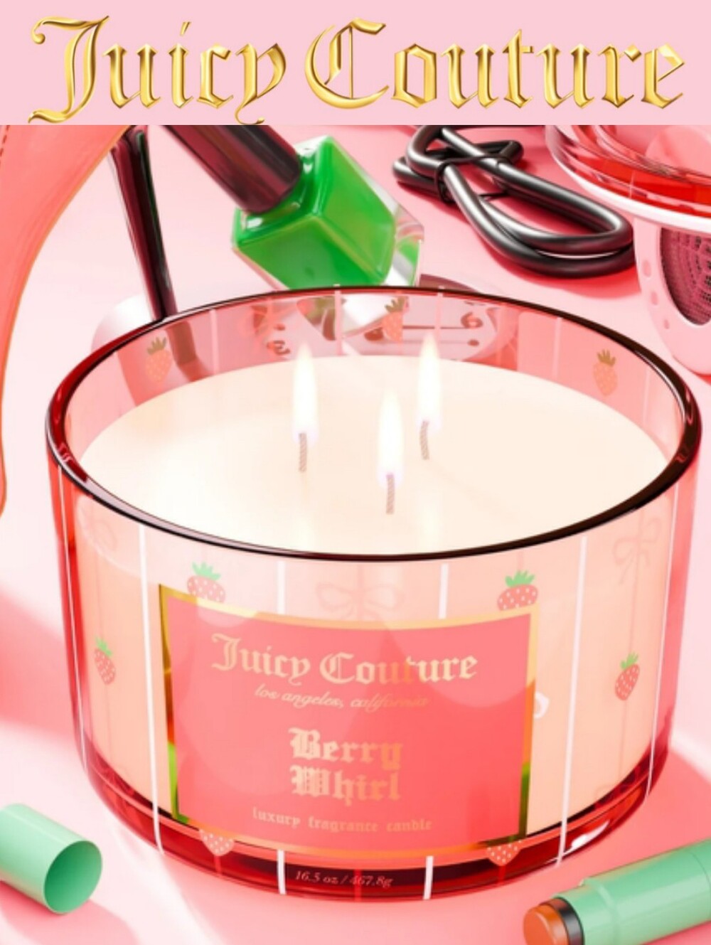 Juicy Couture Home Berry Whirl Luxury Fragrance 3-Wick Candle